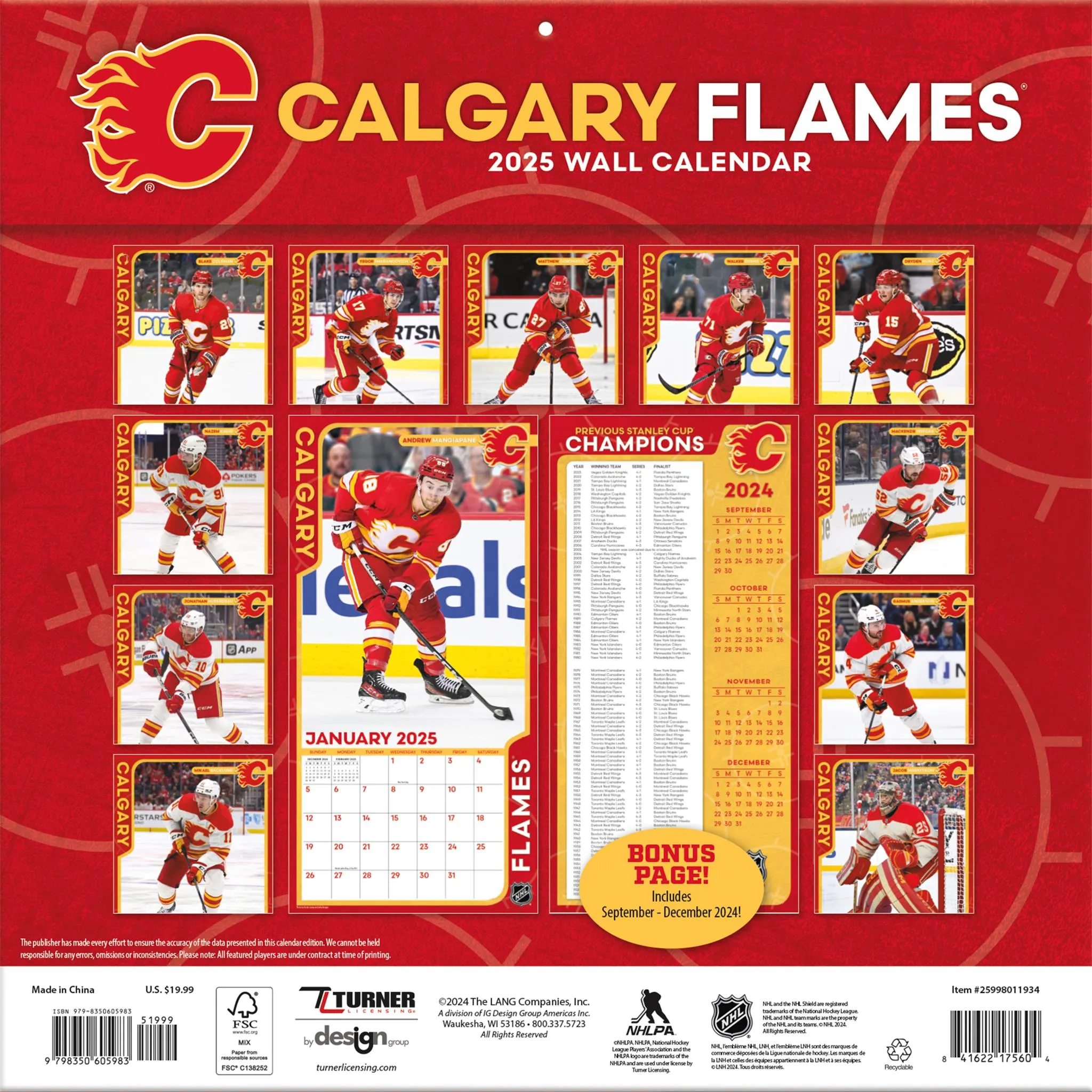 NHL Calgary Flames Wall 2025 Calendar - Online Exclusive