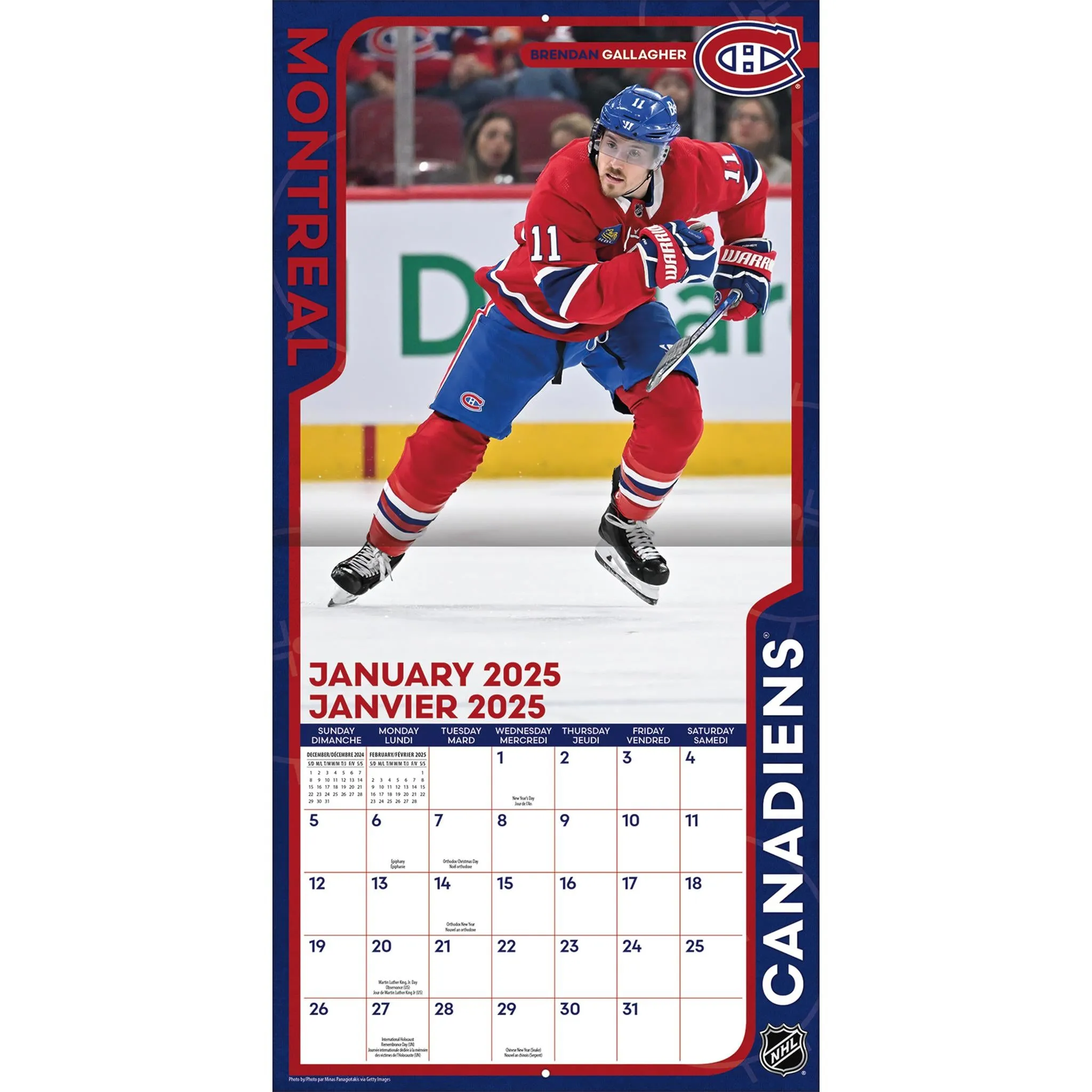 NHL Montreal Canadiens Mini 2025 Calendar