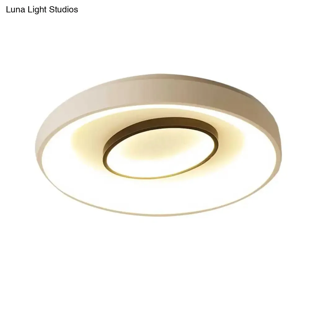 Nordic LED Flush Mount Ceiling Lamp - 16"/19.5" Dia, Acrylic Shade, White Round Design, Warm/White Light