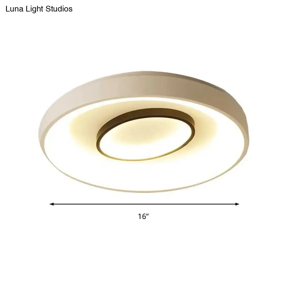 Nordic LED Flush Mount Ceiling Lamp - 16"/19.5" Dia, Acrylic Shade, White Round Design, Warm/White Light