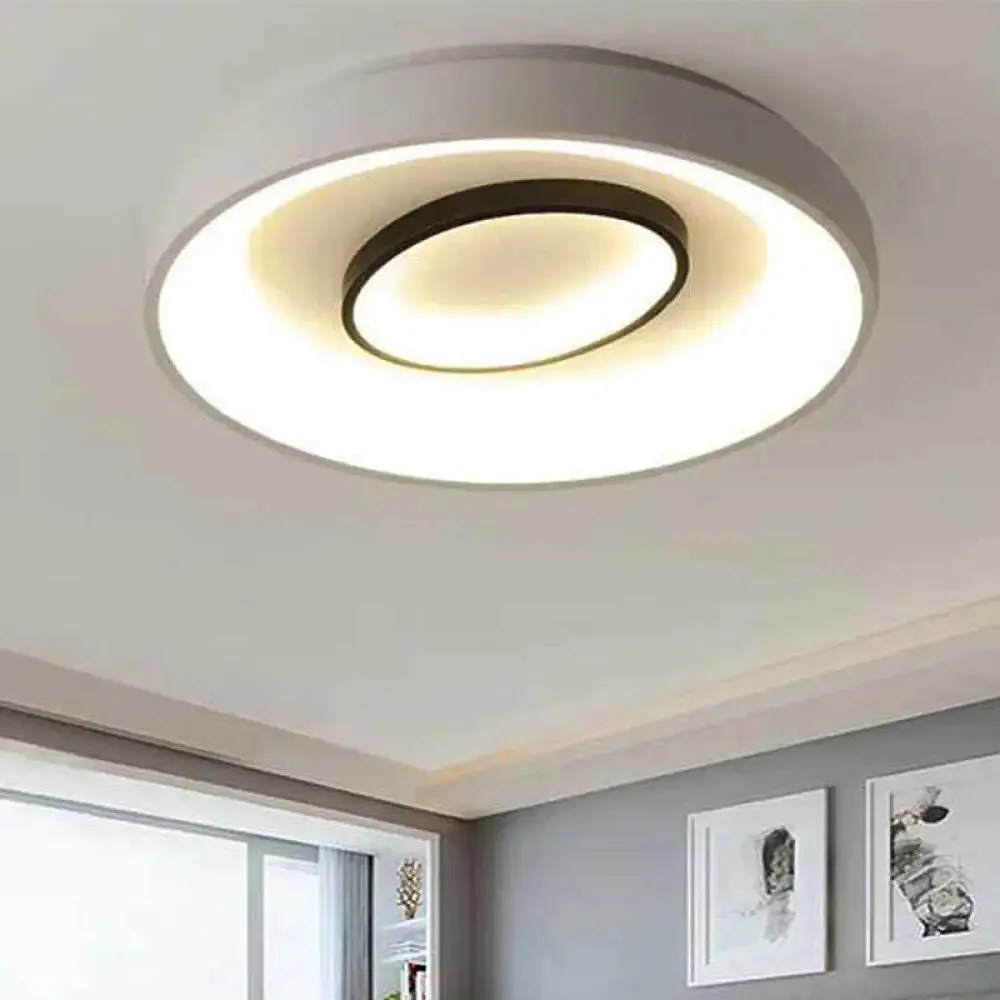 Nordic LED Flush Mount Ceiling Lamp - 16"/19.5" Dia, Acrylic Shade, White Round Design, Warm/White Light