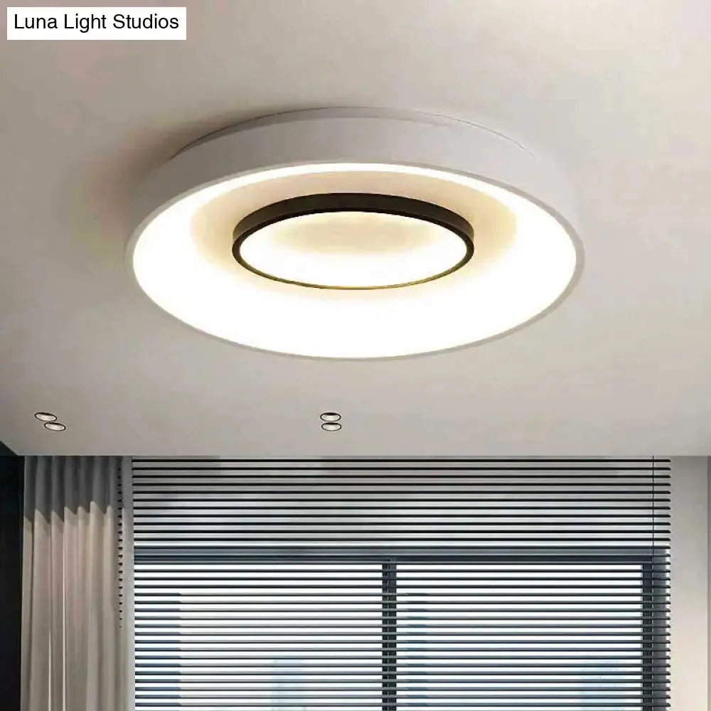 Nordic LED Flush Mount Ceiling Lamp - 16"/19.5" Dia, Acrylic Shade, White Round Design, Warm/White Light