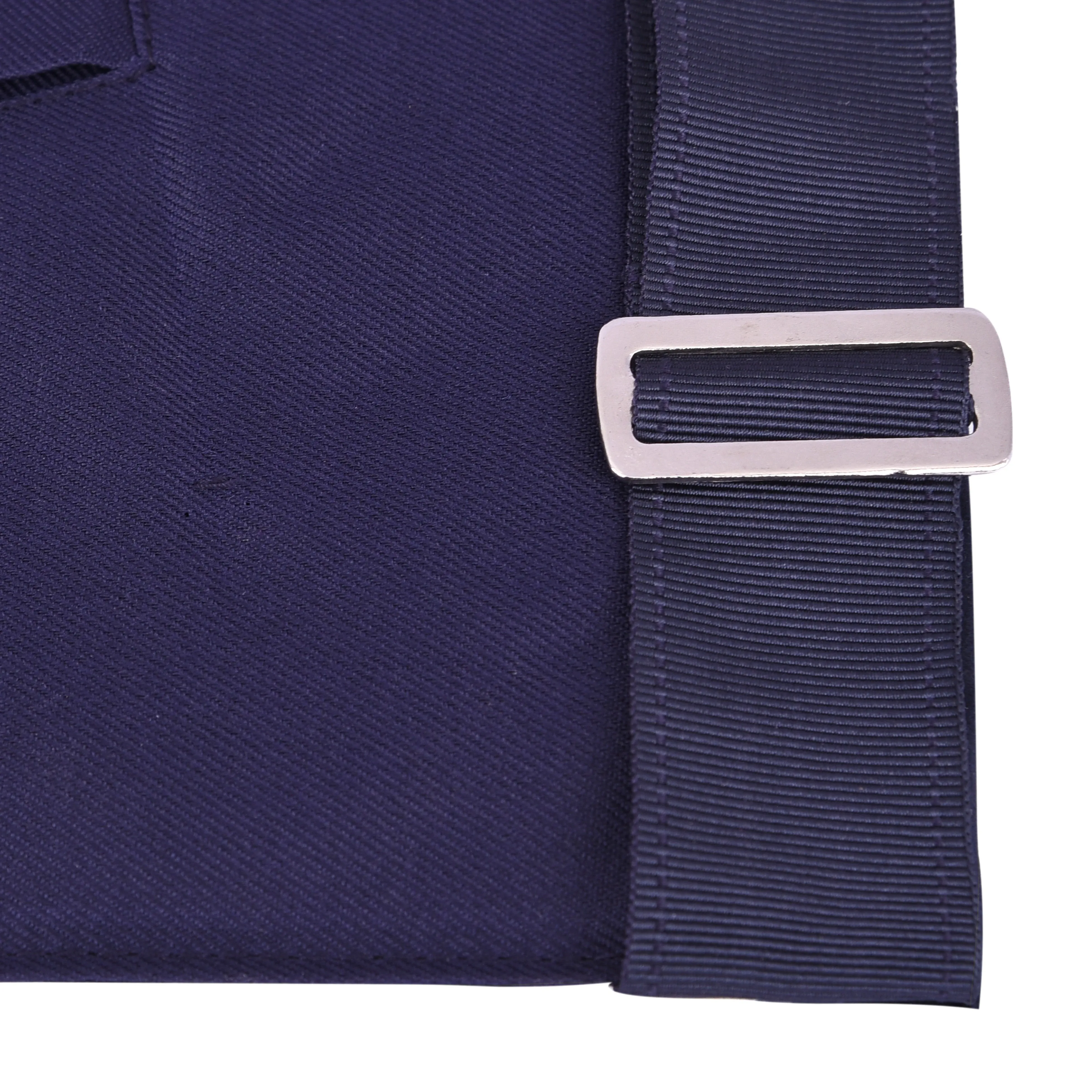 Organist Blue Lodge Officer Apron - Navy Velvet With Silver Embroidery Thread