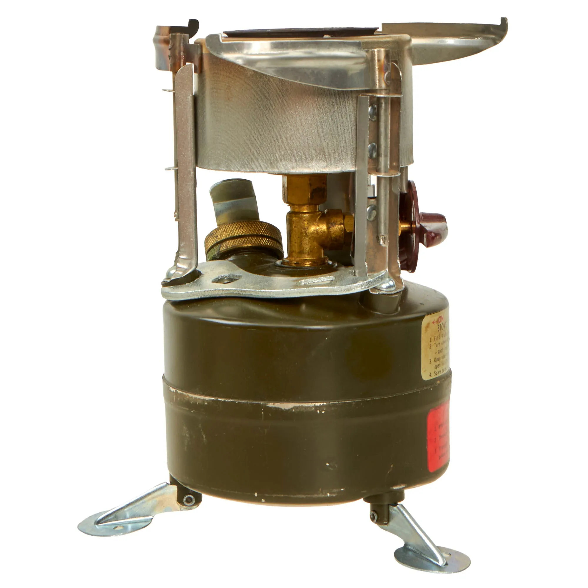 Original Vietnam War U.S. Issue Rogers Gasoline Camp Stove in Bayonet "F" Canister with Original Manual - Dated 1951 & 1964