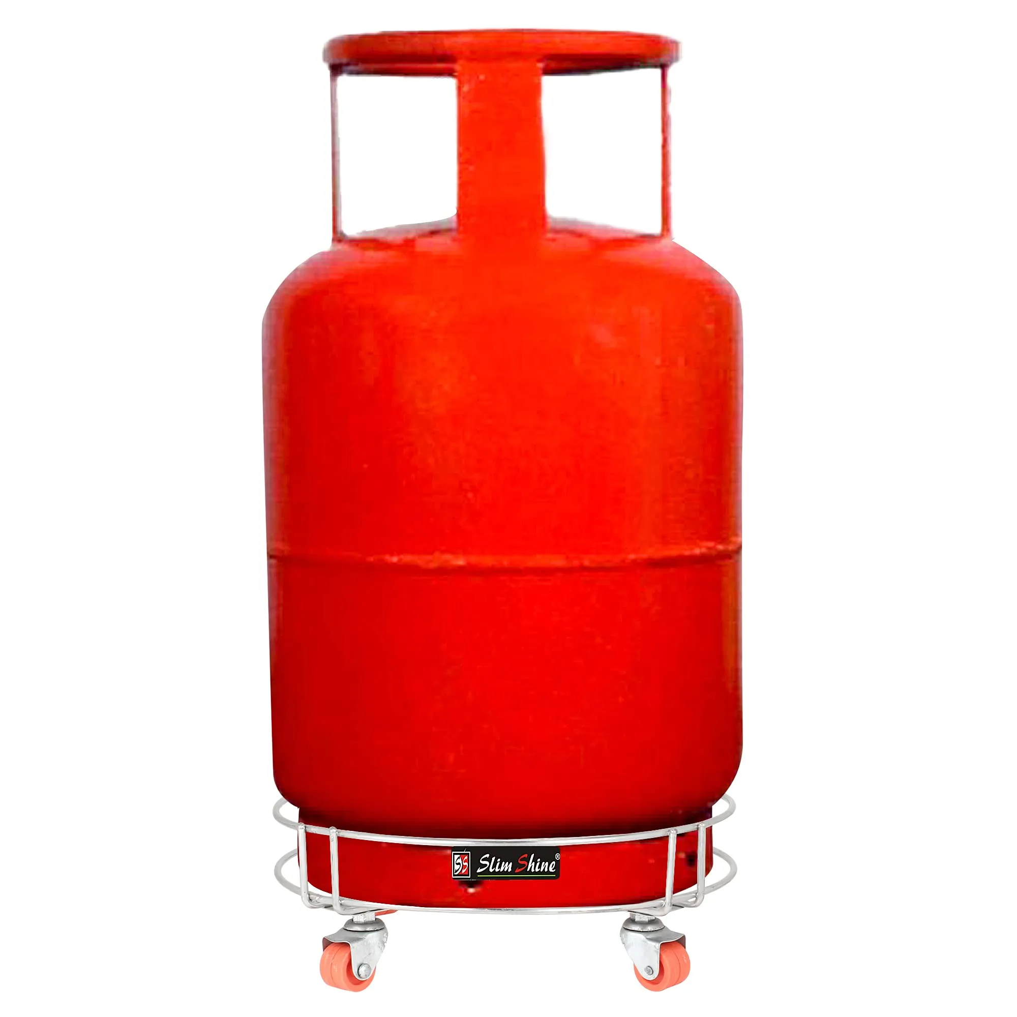 OSE Stainless Steel Heavy Cylinder Trolley with Wheels | Gas Trolley LPG Cylinder Stand (Pack of 1)