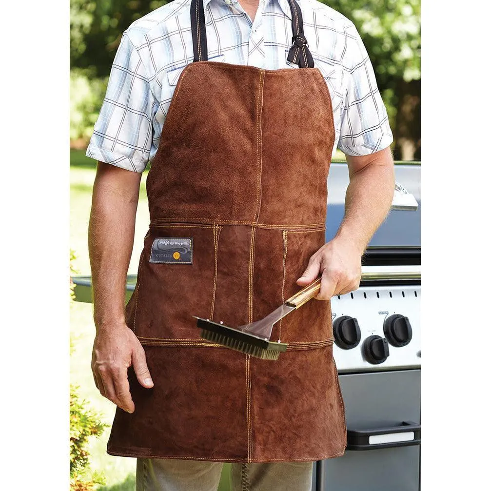 Outset 30" x 26" Brown Leather Grill Apron - F240