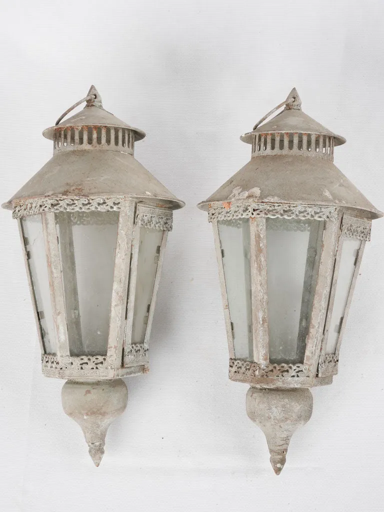 Pair of vintage tole candle lanterns 17¾"