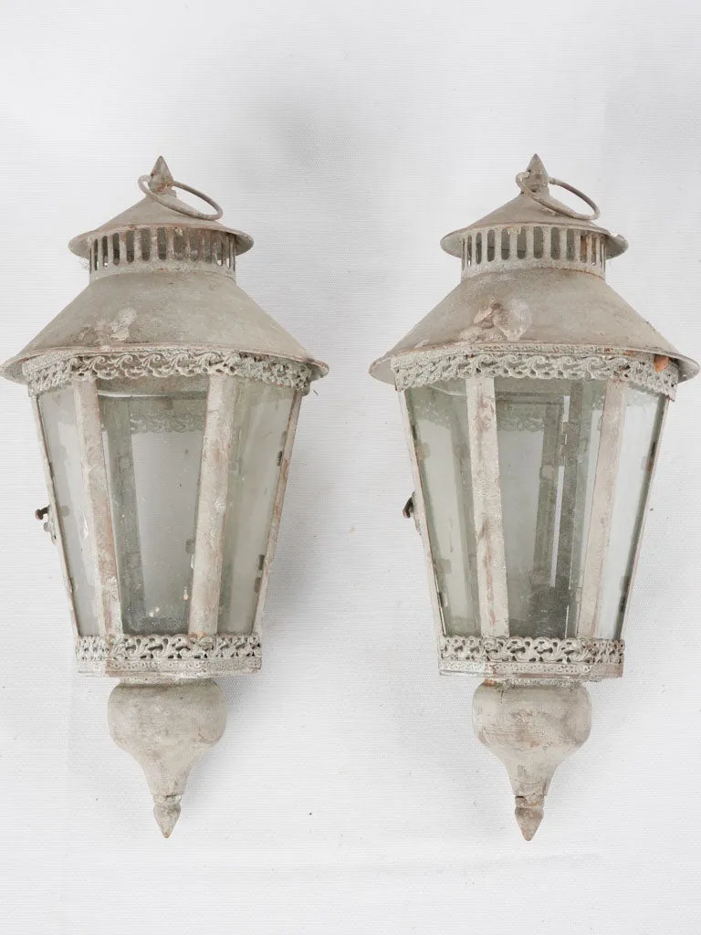 Pair of vintage tole candle lanterns 17¾"