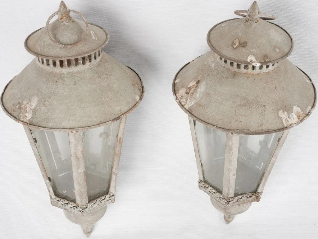 Pair of vintage tole candle lanterns 17¾"