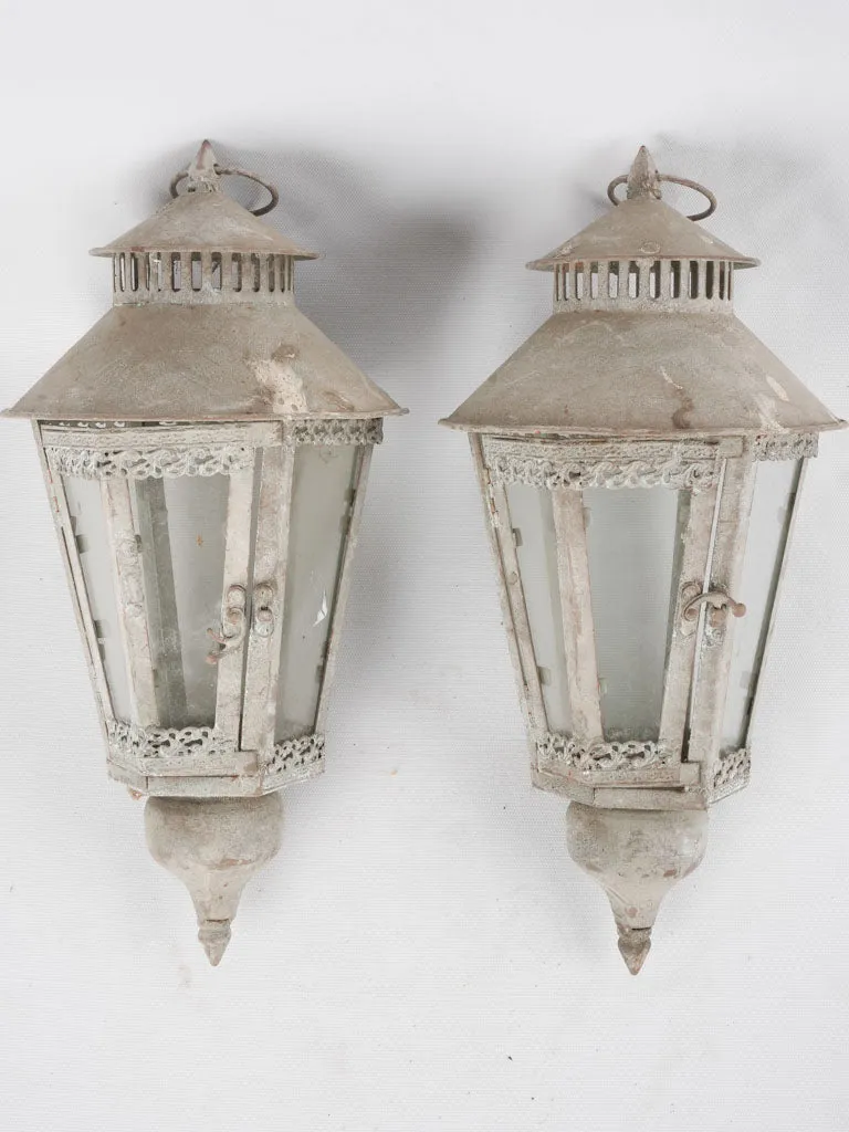 Pair of vintage tole candle lanterns 17¾"