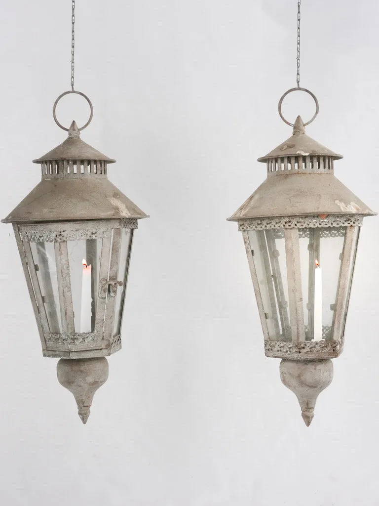 Pair of vintage tole candle lanterns 17¾"