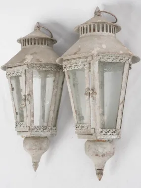 Pair of vintage tole candle lanterns 17¾"