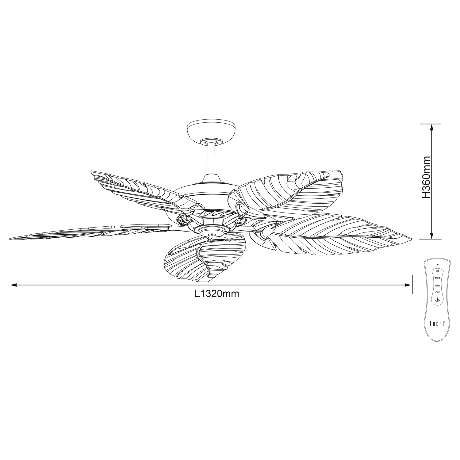 Palmetto White 80W AC Ceiling Fan with 5 ABS Blades