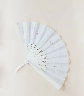 Pamaypay Embroidered Hand Fan (White)