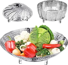 PANCA Stainless Steel Vegetable Fruit Steamer Punching Food Drain Bowl Basket Stainless Steel Steamer (Steamer Basket)