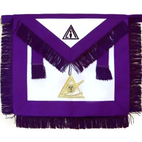 Past Illustrious Master Council Apron - Purple Hand Embroidery