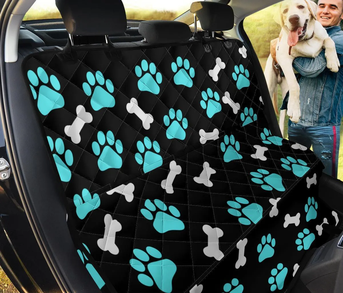 Paws and bones - Black Pet Seat Cover