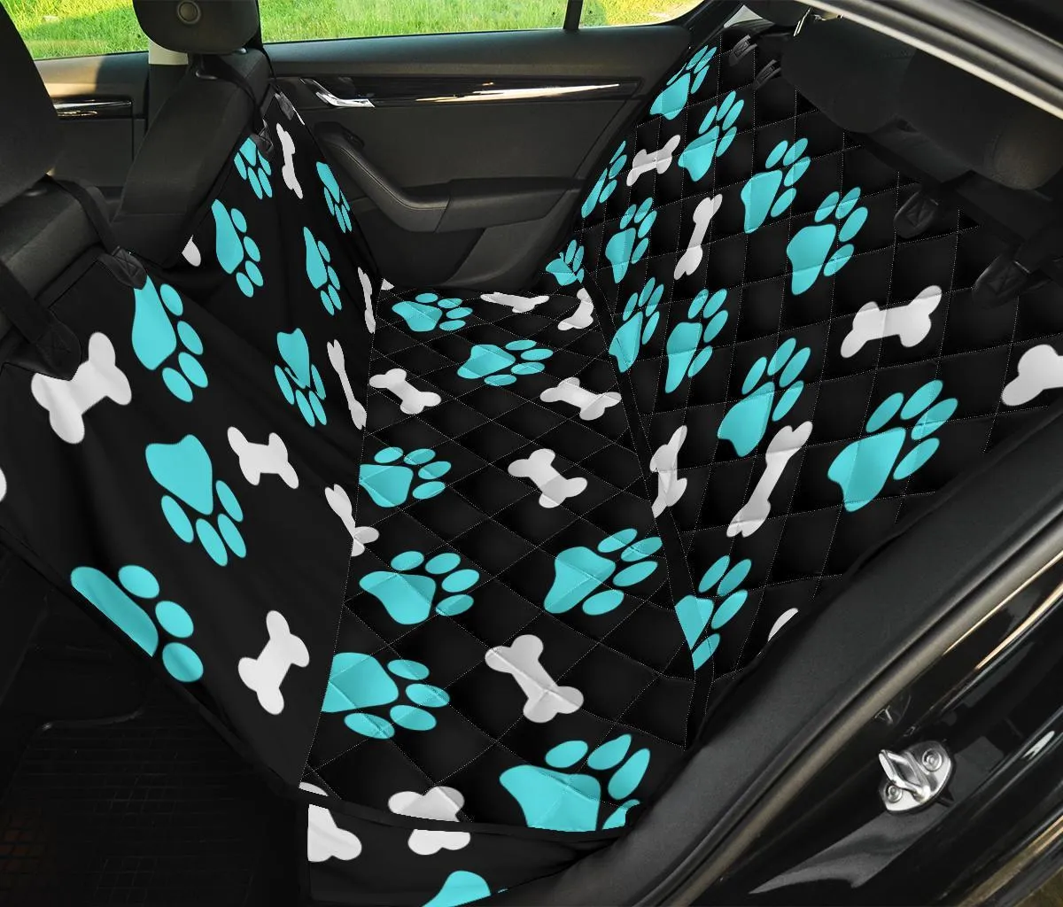 Paws and bones - Black Pet Seat Cover