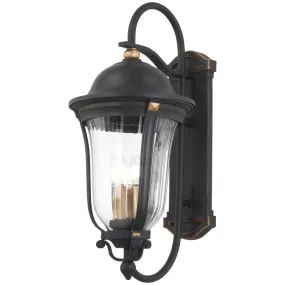 Peale Street 22 in. 3 Lights Outdoor Wall Lantern Black & Gold Finish