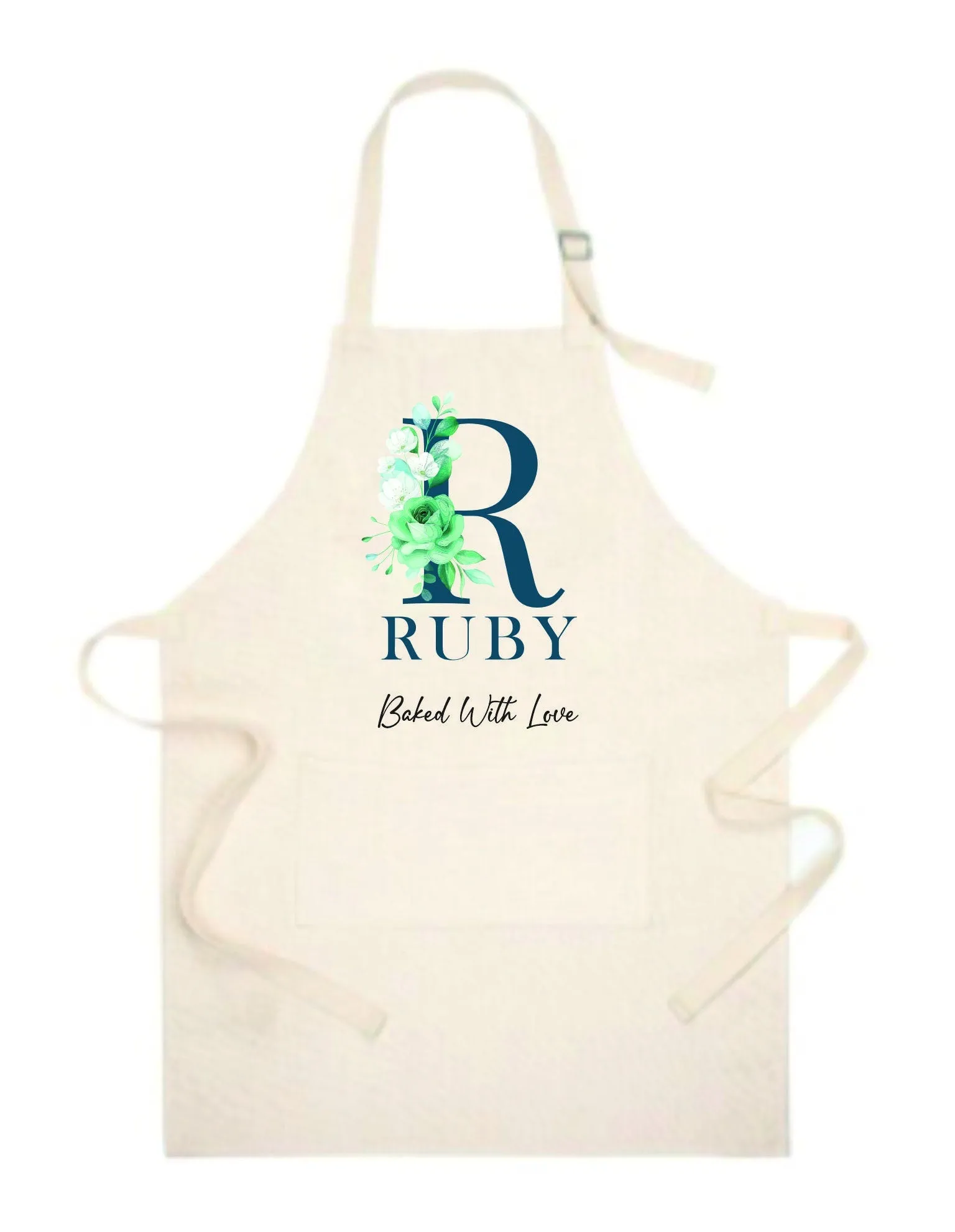 Personalised Kids Floral Initial Apron