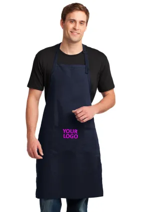 Port Authority Easy Care Customized Extra Long Bib Aprons with Stain Release, Navy