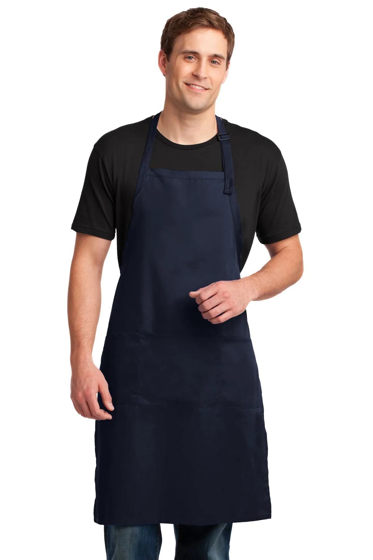 Port Authority Easy Care Customized Extra Long Bib Aprons with Stain Release, Navy