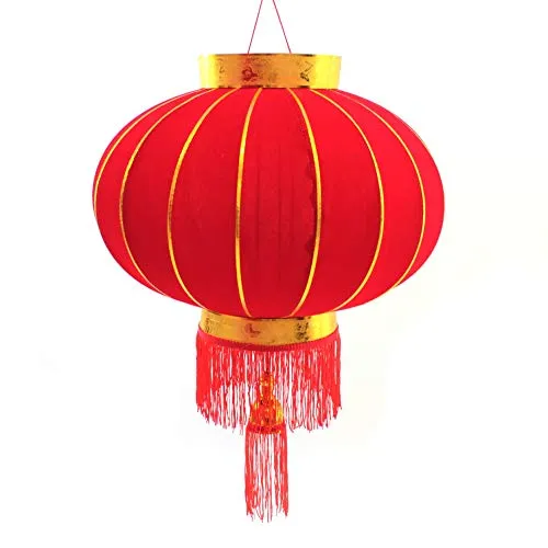 PRIYA PARTY DECORATION Chinese New Year Red Felt with Golden Trimming Chinese Lantern