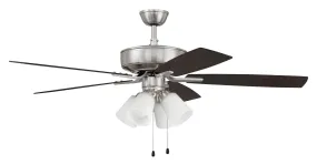 Pro Plus 114 White 4-Light Kit 52" Ceiling Fan in Brushed Polished Nickel