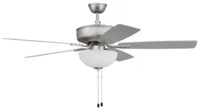 Pro Plus 211 White Bowl Light Kit 52" Ceiling Fan in Brushed Satin Nickel