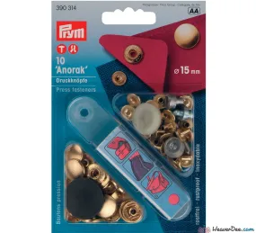 PRYM Press Studs (No-Sew) - Gold 15mm: Pack of 10