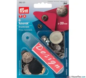 PRYM Press Studs (No-Sew) - Silver, Island Design 20mm: Pack of 6