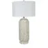 Remini Mother of Pearl Table Lamp 30.5"Ht.,Pearl ,Resin & Crystal Pearl & Satin Nickle Finish 16 x 16 x 10 White Linen Drum Shade 30.5"Ht.