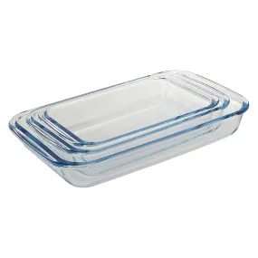 RF8803 - Brs Glass 3 Rectangular  Baking Tray 1.0 1.6 2L