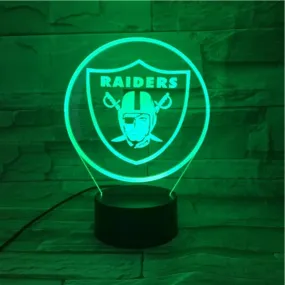 Rugby NFL 3D Oakland Raiders Night logo Lights 1/3/7/16 colors available