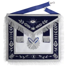 Secretary Blue Lodge Officer Apron - Navy Blue With Fringe & Side Tabs