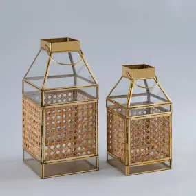 SET OF 2 NATURAL CANE LANTERNS