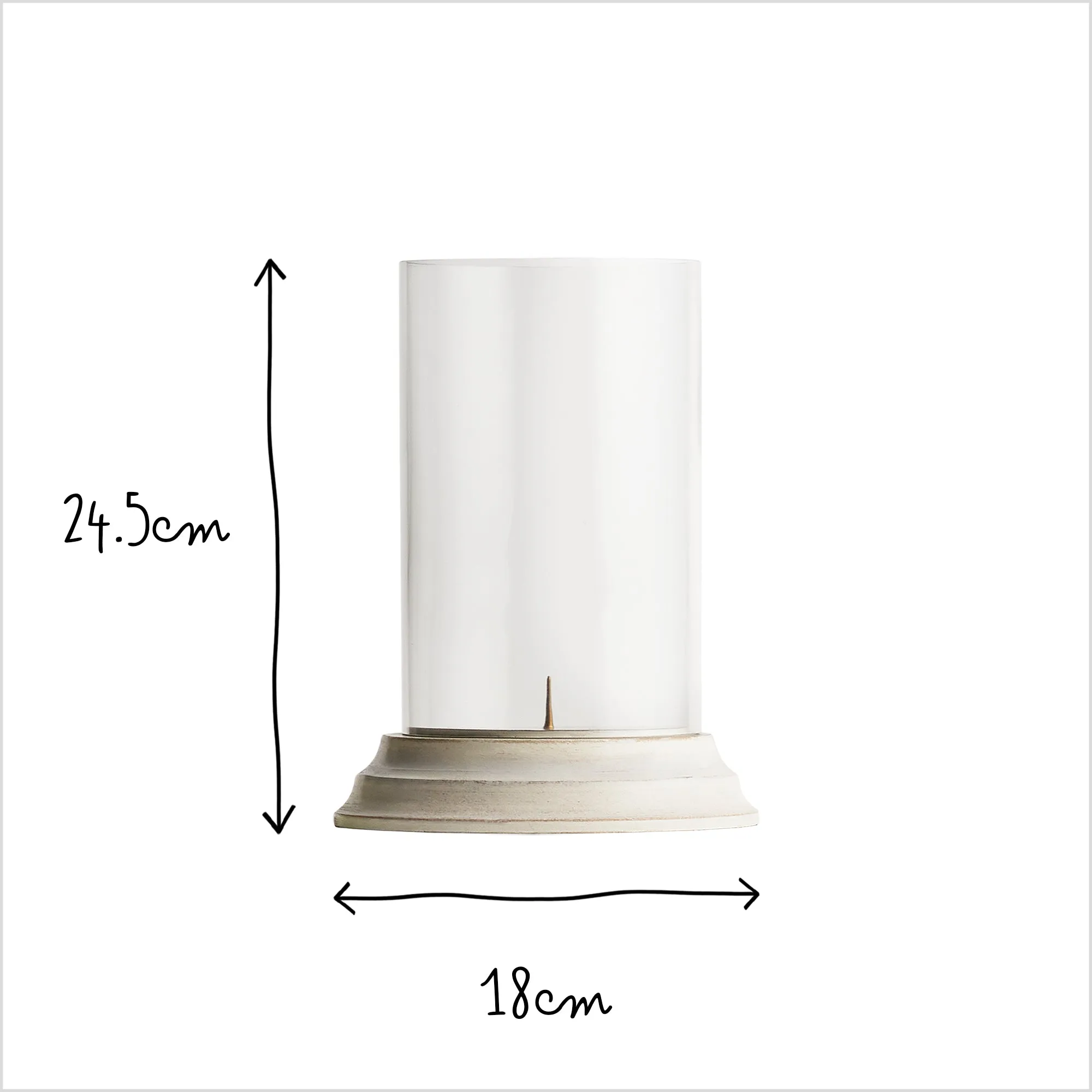 Smaller Gusto storm lantern base in natural whitewash