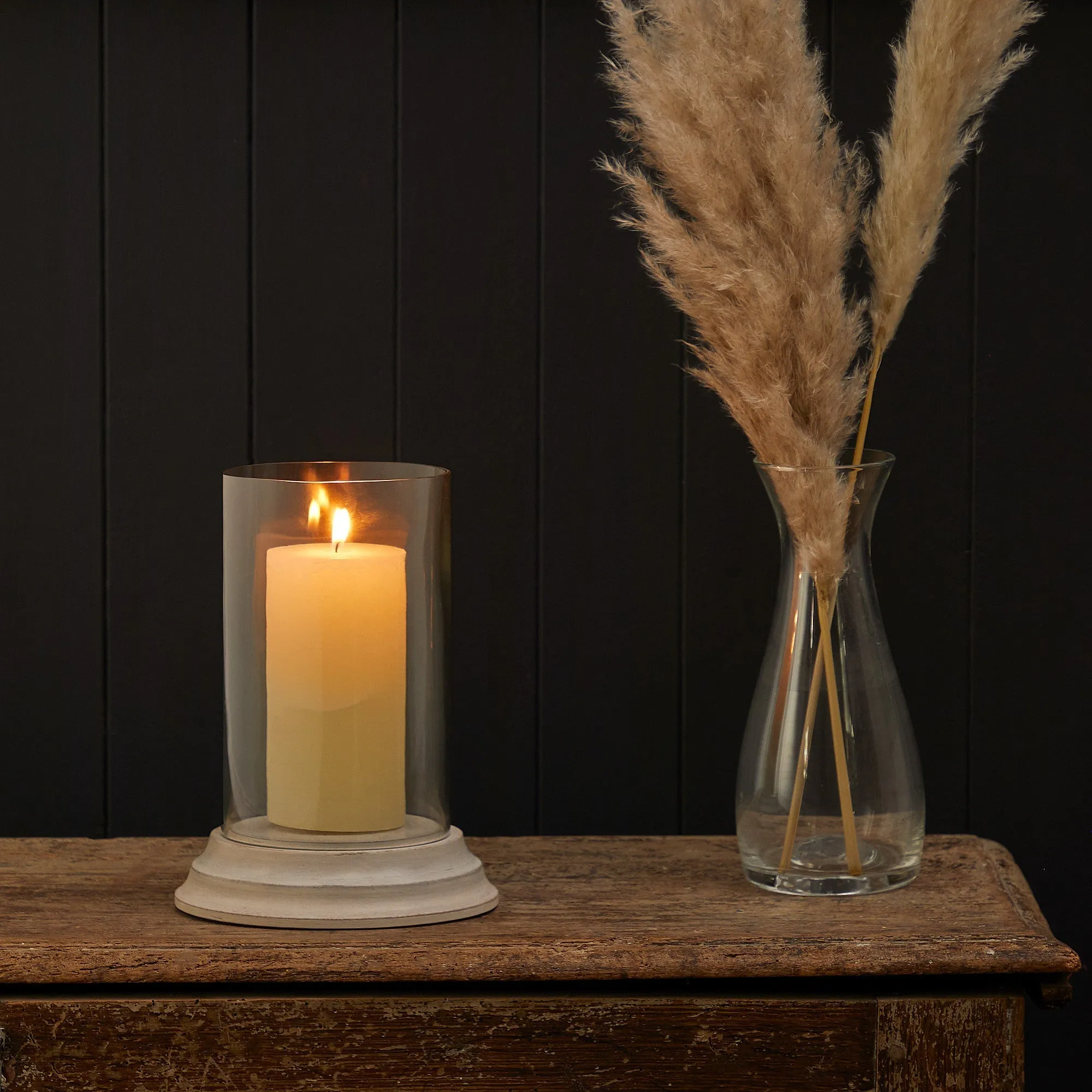 Smaller Gusto storm lantern base in natural whitewash