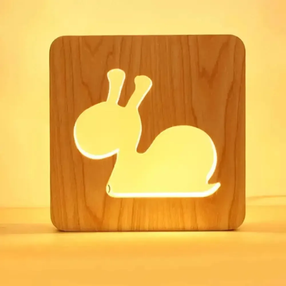 Snail Desk Lamp - Simple Style, Wood Beige, Small Light for Kid's Bedroom or Dorm