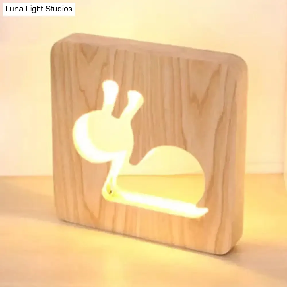 Snail Desk Lamp - Simple Style, Wood Beige, Small Light for Kid's Bedroom or Dorm