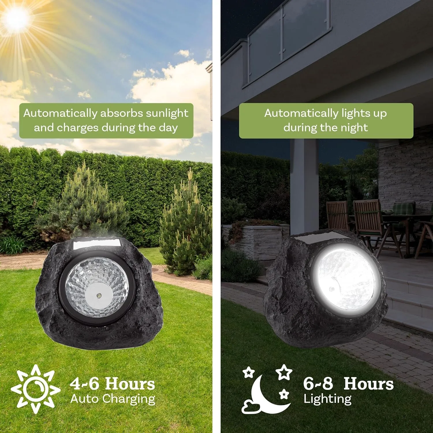 Solar Rock Lights Outdoor - 4-Pack Super Bright Weather Resistant LED Solar Spot Lights - Auto On/Off Solar Rocks for Landscaping by Pure Garden