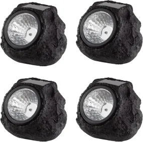 Solar Rock Lights Outdoor - 4-Pack Super Bright Weather Resistant LED Solar Spot Lights - Auto On/Off Solar Rocks for Landscaping by Pure Garden