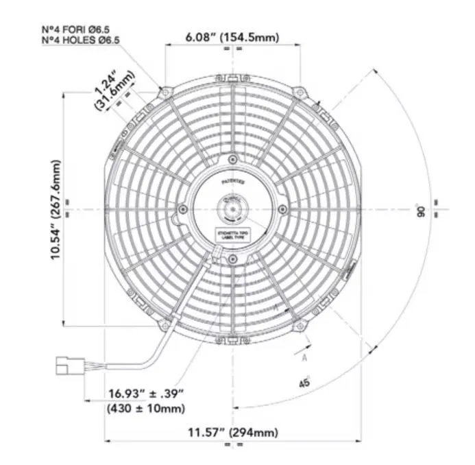 SPAL 11.00" Inch Electric Fan Puller Style Medium Profile 962 CFM 10 Straight Style Blades - 30101500