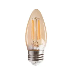 Straight Tip Chandelier Filament bulb, 60W Equivalent, B11 shape, E26 Medium base, 2200K, 80 CRI , Amber