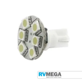 T10 Wedge Cool White 6 LED Rear Pin 107 Lumens