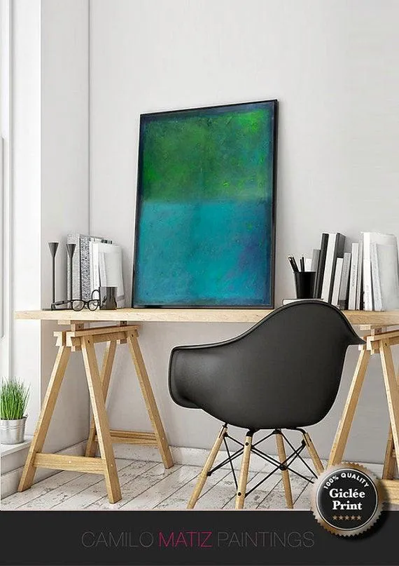 Teal wall art print Large canvas art Abstract art Print canvas prints mint green print by Camilo Mattis