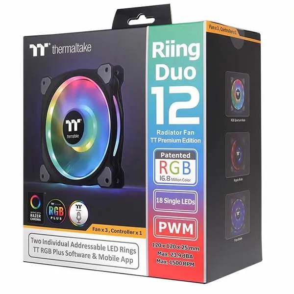 Thermaltake | Duo 12 | RGB TT Premium Edition | 120mm Radiator 3 Fan Pack