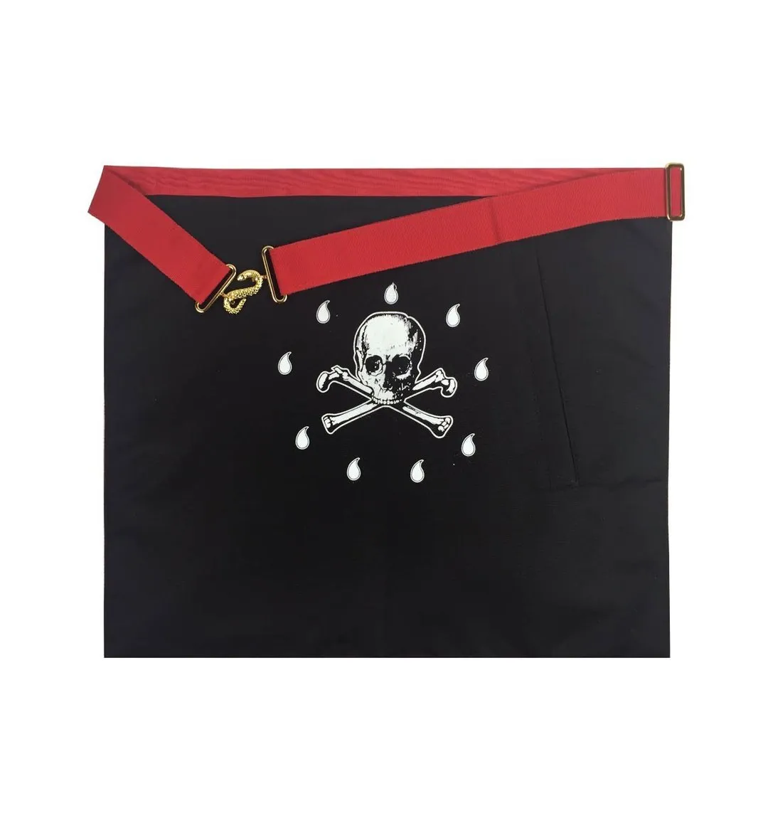 Treasurer Scottish Rite Apron - Red Moire Gold Embroidery