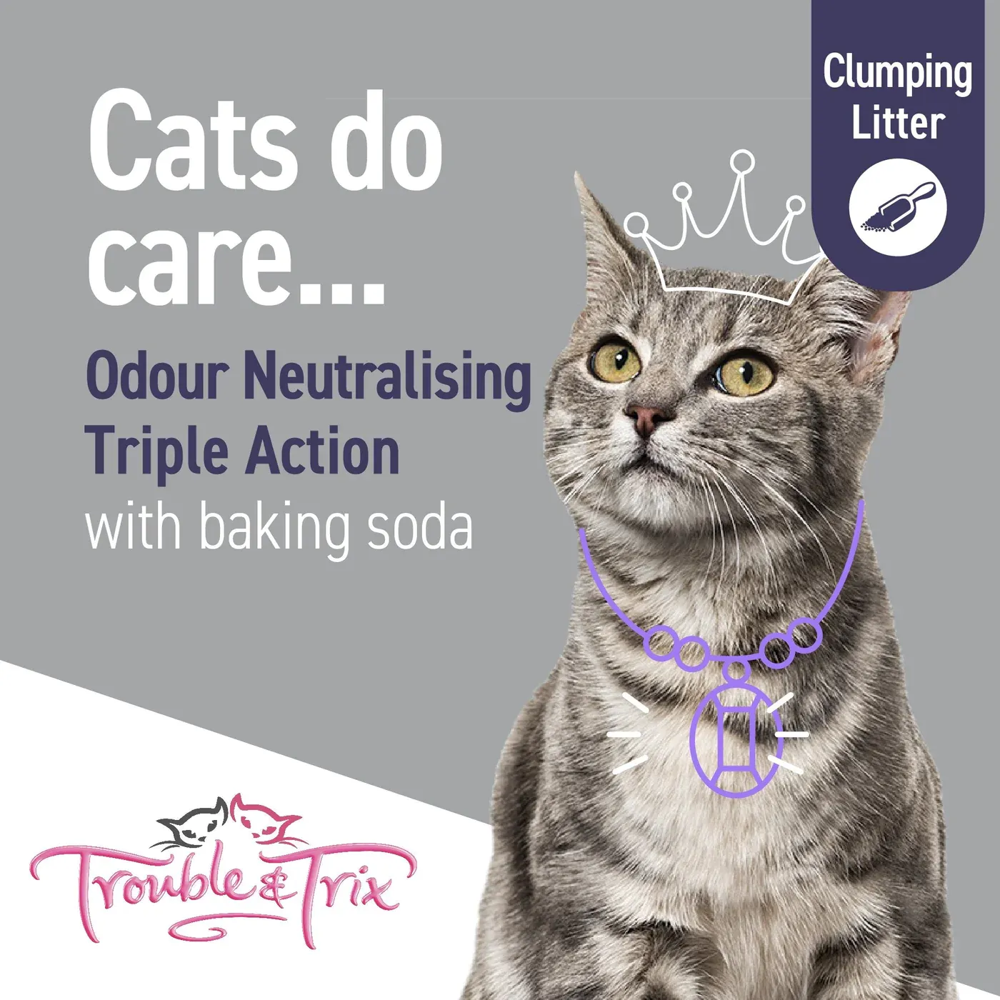 Trouble and Trix Odour Neutralising Baking Soda Clumping Cat Litter 15L