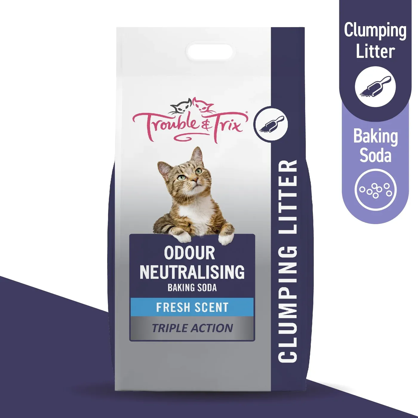 Trouble and Trix Odour Neutralising Baking Soda Clumping Cat Litter 15L